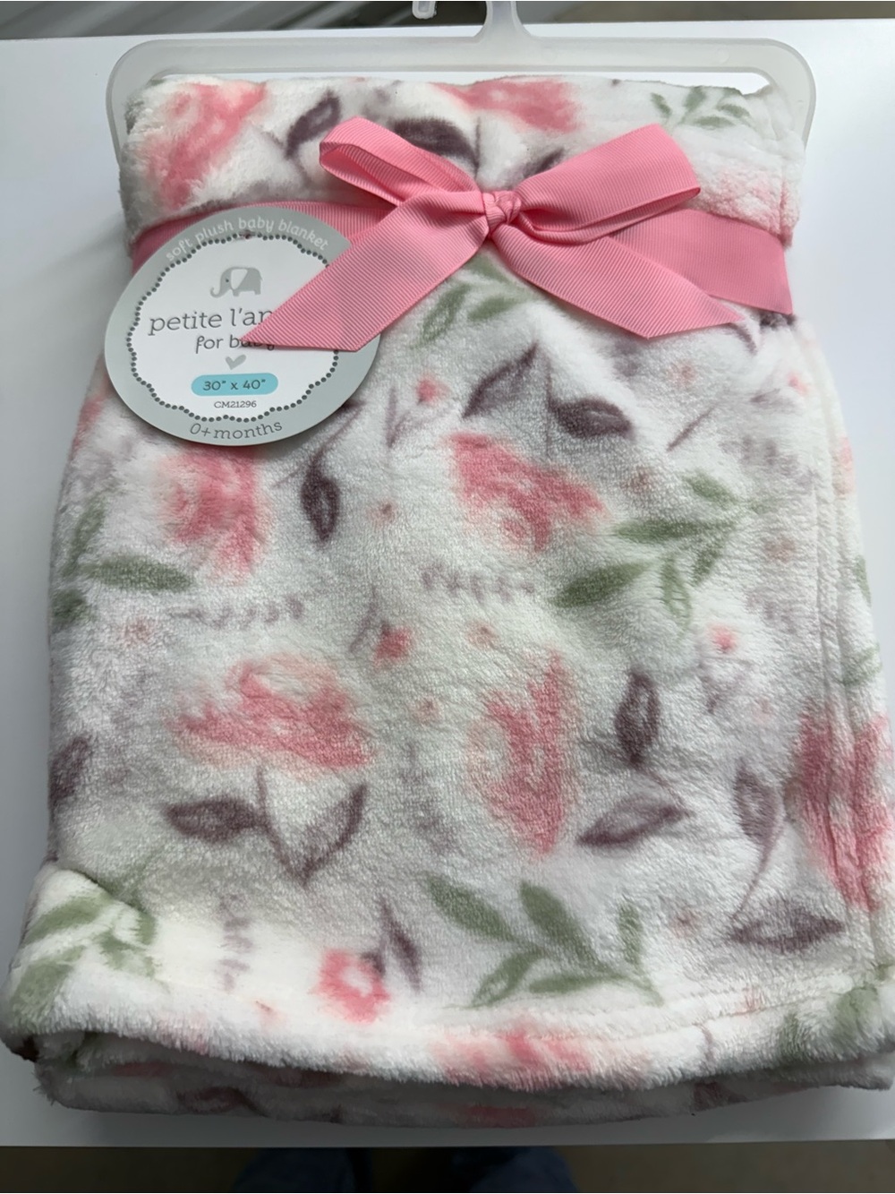 Petite l'amour Floral Plush Baby Blanket - Pink & Green